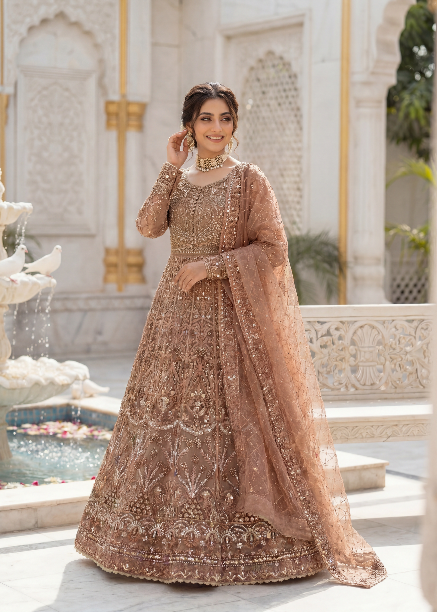 Embellished Net Pishwas with Kattan Silk Trouser Online in UK USA Canada