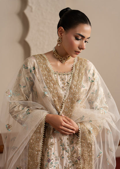 Embellished Off-White Net Salwar Kameez Online in UK USA Canada