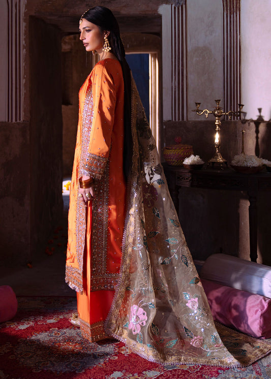 Embellished Orange Shamooz Salwar Kameez Online in KSA Riyadh Saudi Arabia Oman Bahrain Qatar