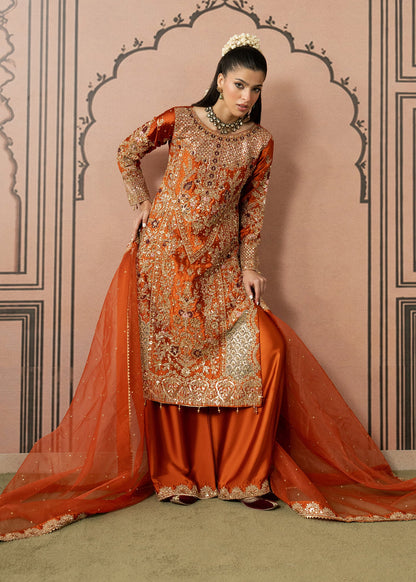 Embellished Orange Wedding Guest Wear Online in KSA Riyadh Saudi Arabia Oman Bahrain Qatar