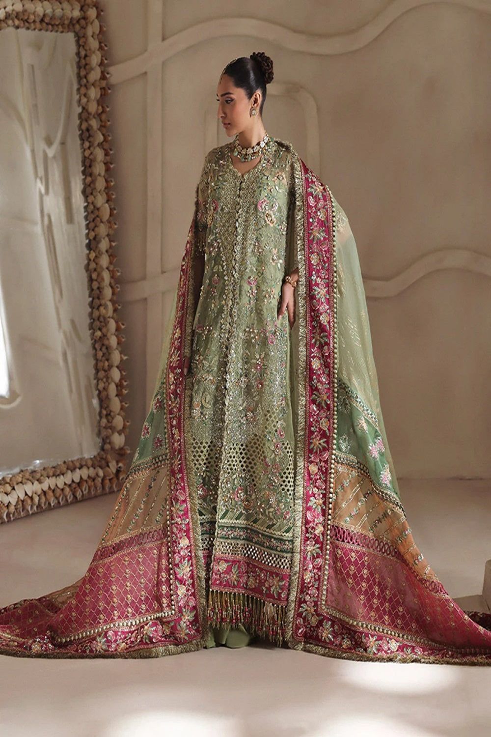 Embellished Organza Pakistani Wedding Dress Online in Dubai UAE Abudhabi Ajman Sharjah