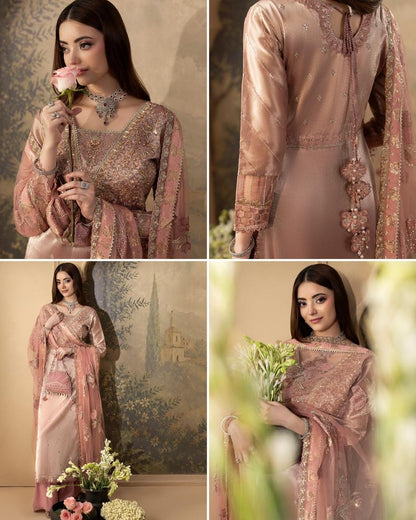 Embellished Pink Raw Silk Pakistani Sharara Online in Dubai UAE Abudhabi Ajman Sharjah