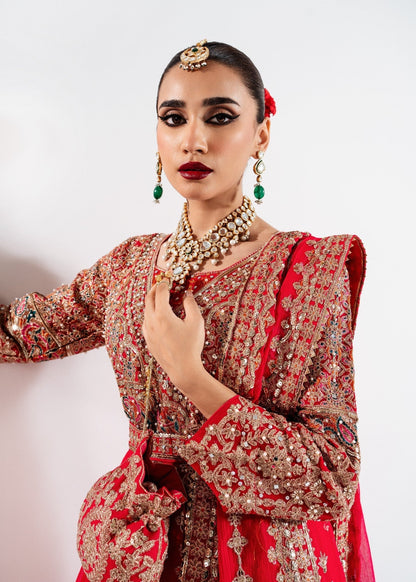 Embellished Red Chiffon Angrakha Suit with Dupatta Online in Dubai UAE Abudhabi Ajman Sharjah