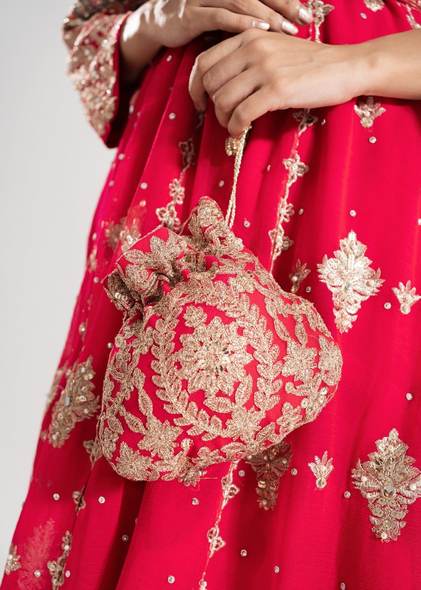 Embellished Red Chiffon Straight Cut Maxi Suit Online in Sri Lanka India Australia
