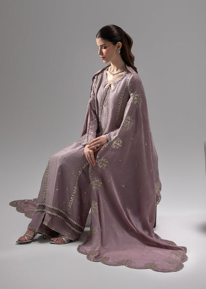Lilac Embellished Raw Silk Pakistani Designer Suit Online in Dubai UAE Abudhabi Ajman Sharjah
