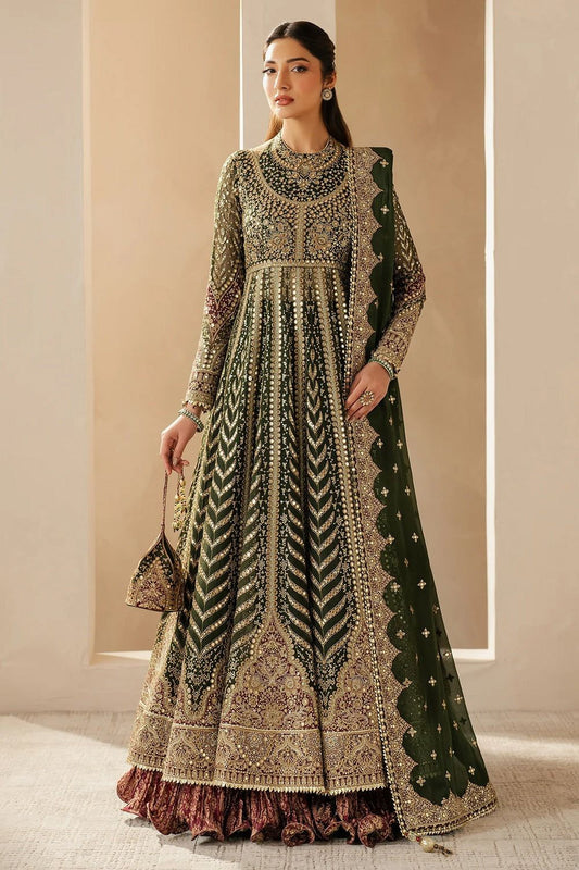 Mendhi Green Embroidered Chiffon Pakistani Suit Online in Dubai UAE Abudhabi Ajman Sharjah