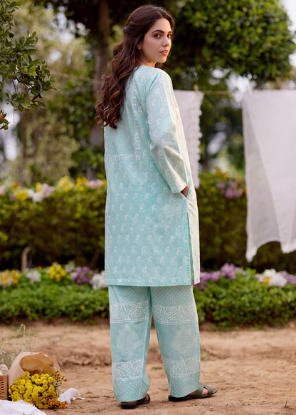 Embellished Sky Blue Lawn Pakistani Suit Online in KSA Riyadh Saudi Arabia Oman Bahrain Qatar