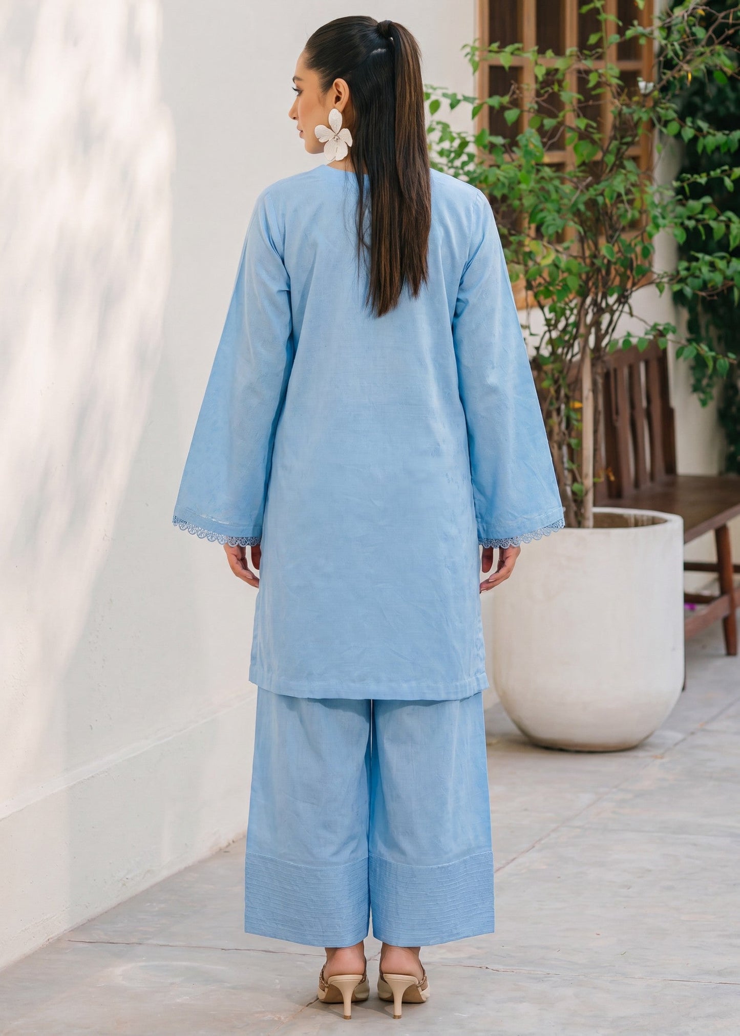 Embellished Sky Blue Lawn Salwar Kameez Online in KSA Riyadh Saudi Arabia Oman Bahrain Qatar
