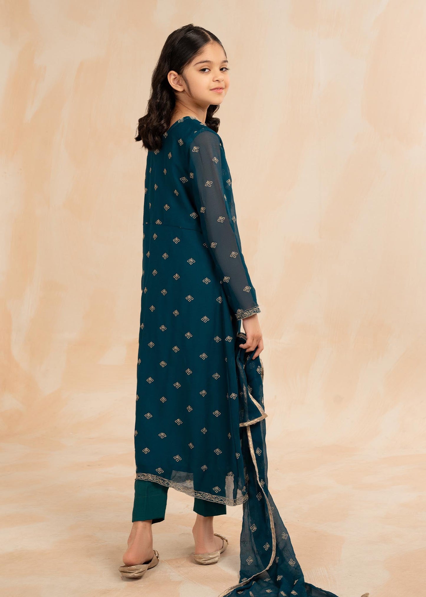 Embellished Teal Chiffon Pakistani Designer Suit Online in KSA Riyadh Saudi Arabia Oman Bahrain Qatar
