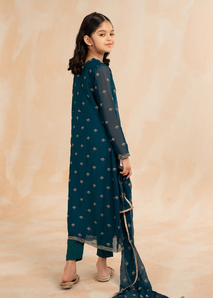 Embellished Teal Chiffon Pakistani Designer Suit Online in KSA Riyadh Saudi Arabia Oman Bahrain Qatar