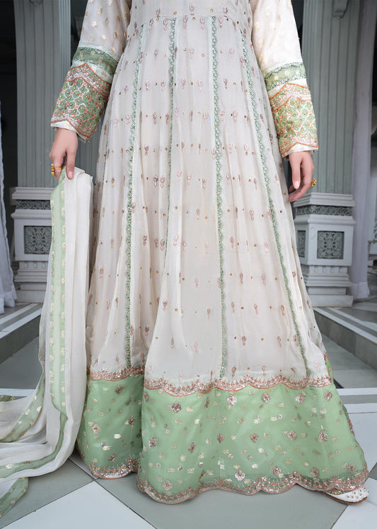 Embellished White Chiffon Wedding Wear Suit Online in Dubai DXB UAE Abudhabi Meena Bazaar
