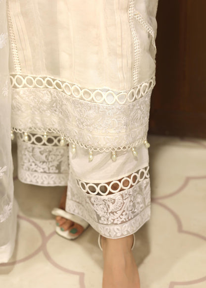 Embellished White Organza Straight Kurta Suit Online in Dubai DXB UAE Abudhabi Meena Bazaar