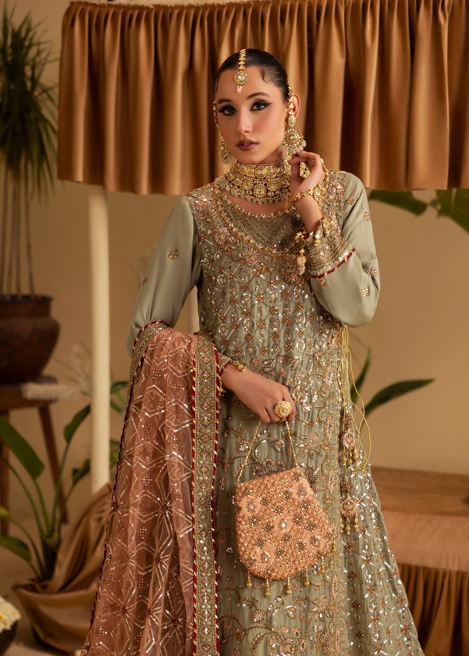 Embroidered Angrakha Gown for Wedding Guest Online in Dubai DXB UAE Abudhabi Meena Bazaar