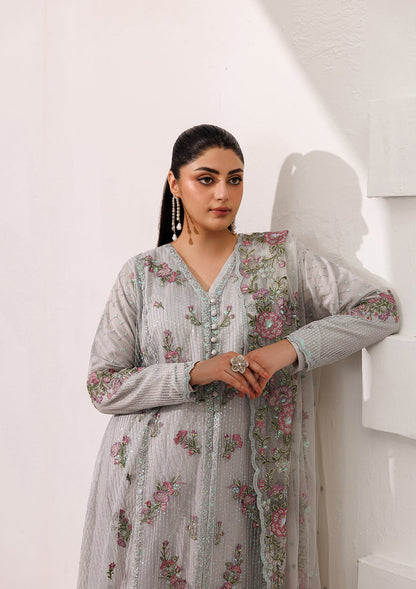 Embroidered Ash Grey Raw Silk Salwar Kameez Online in KSA Riyadh Saudi Arabia Oman Bahrain Qatar
