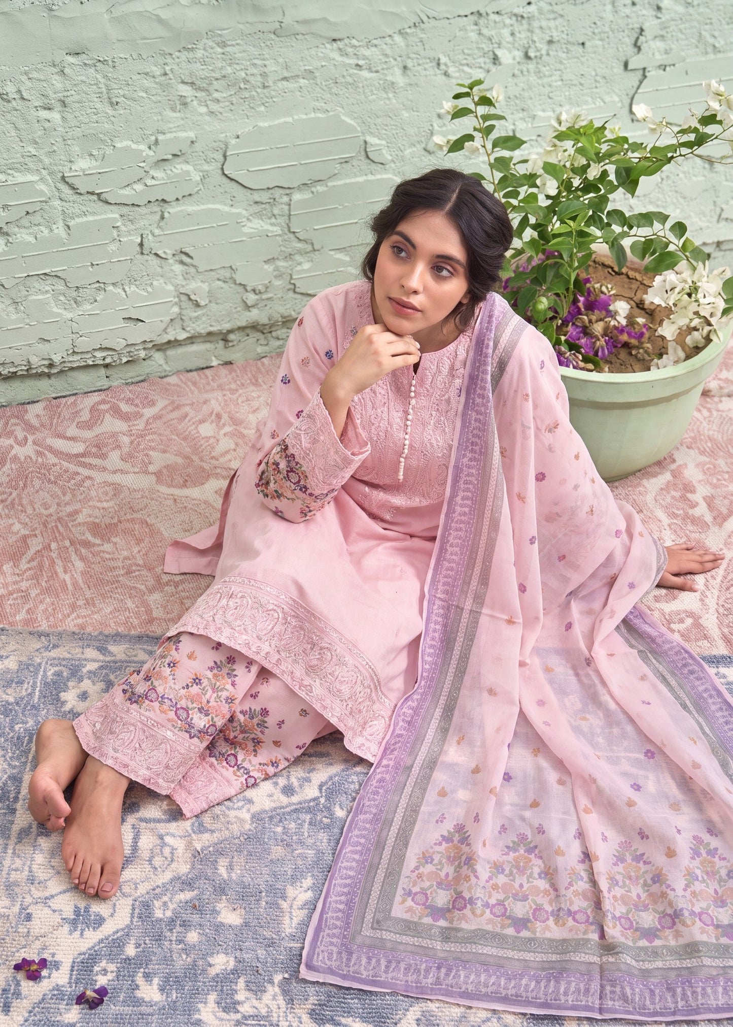 Embroidered Baby Pink Lawn Pakistani Suit Online in Dubai DXB UAE Abudhabi Meena Bazaar