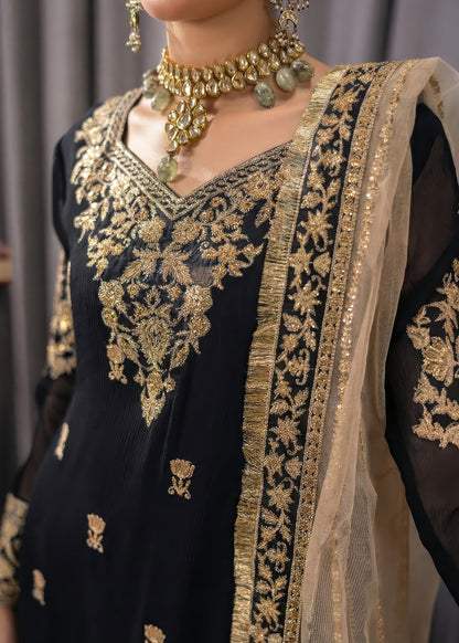 Embroidered Beige Black Chiffon Pakistani Suit Online in Dubai UAE Abudhabi Ajman Sharjah