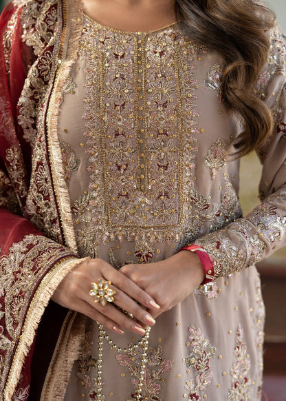 Embroidered Beige Chiffon Gharara for Guest Wear Online in Dubai UAE Abudhabi Ajman Sharjah
