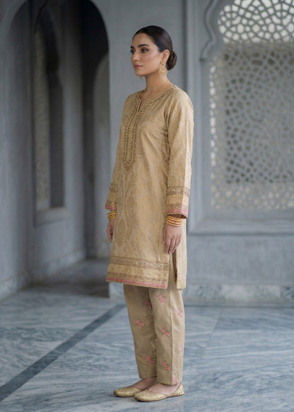Embroidered Beige Jacquard Kurta Patiala Shalwar Online in Dubai UAE Abudhabi Ajman Sharjah