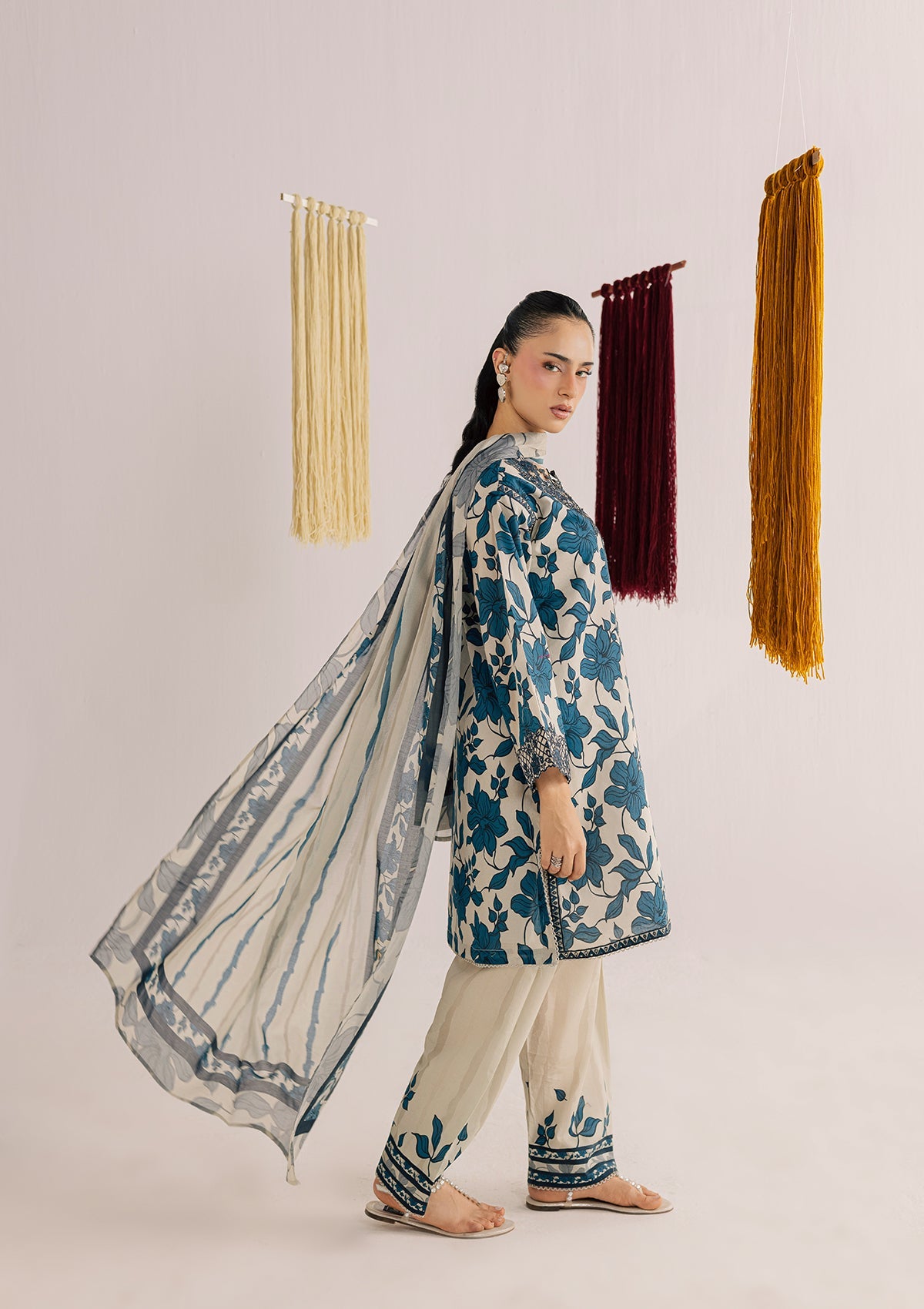 Embroidered Beige Lawn Pakistani Suit Online in Dubai DXB UAE Abudhabi Meena Bazaar