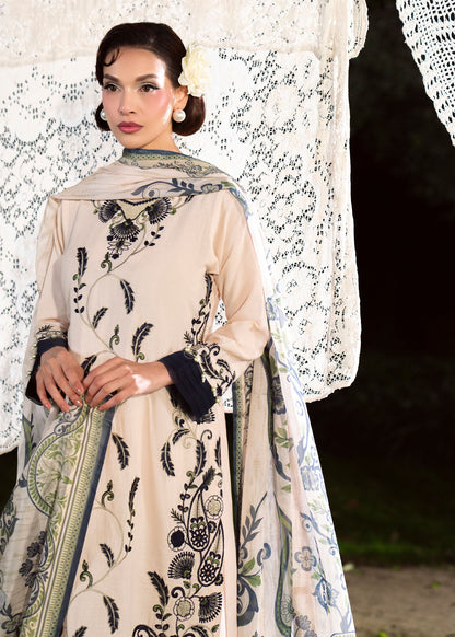 Embroidered Beige Lawn Partywear Suit Online in Dubai DXB UAE Abudhabi Meena Bazaar