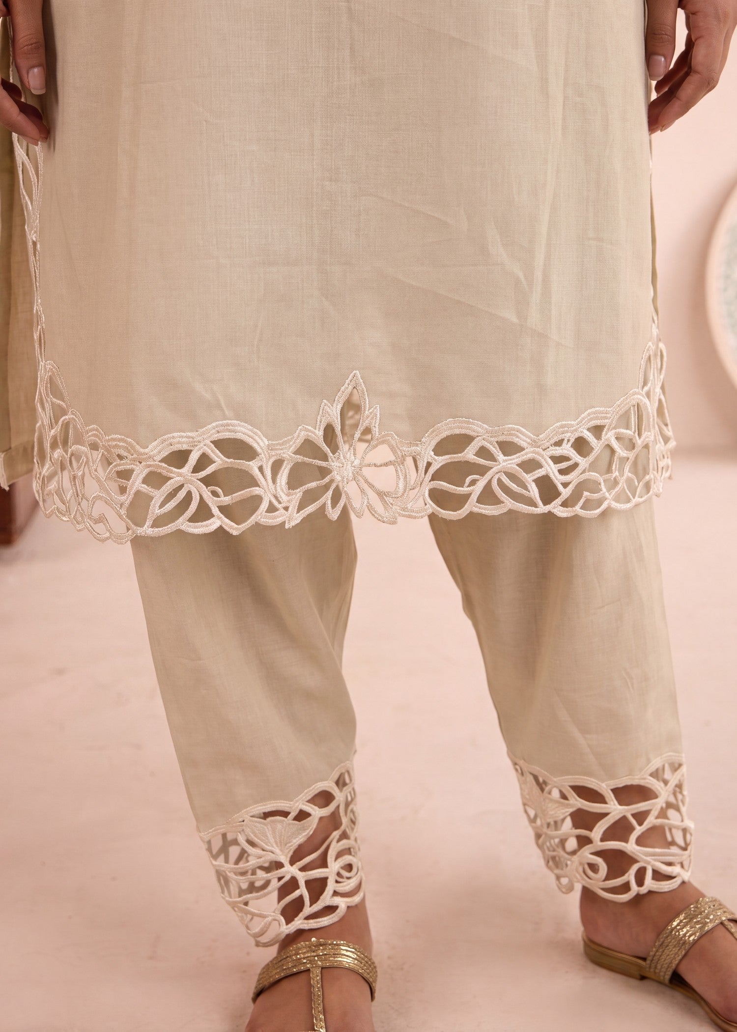 Embroidered Beige Lawn Salwar Suit Online in Dubai DXB UAE Abudhabi Meena Bazaar