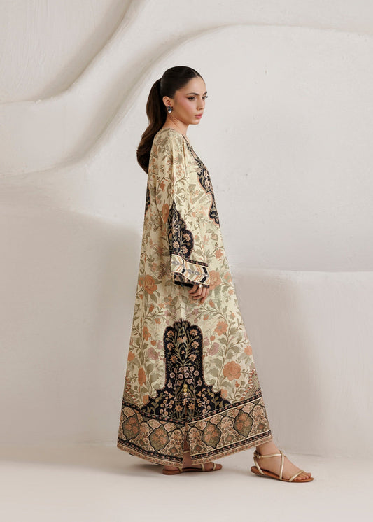 Embroidered Beige Raw Silk Kaftan Gown Online in Sri Lanka India Australia