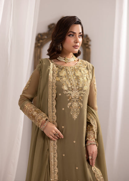 Embroidered Bemberg Crinkle Chiffon Straight Trouser Set Online in Dubai DXB UAE Abudhabi Meena Bazaar
