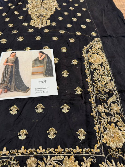 Embroidered Black Chiffon Formal Ensemble Online in Sri Lanka India Australia