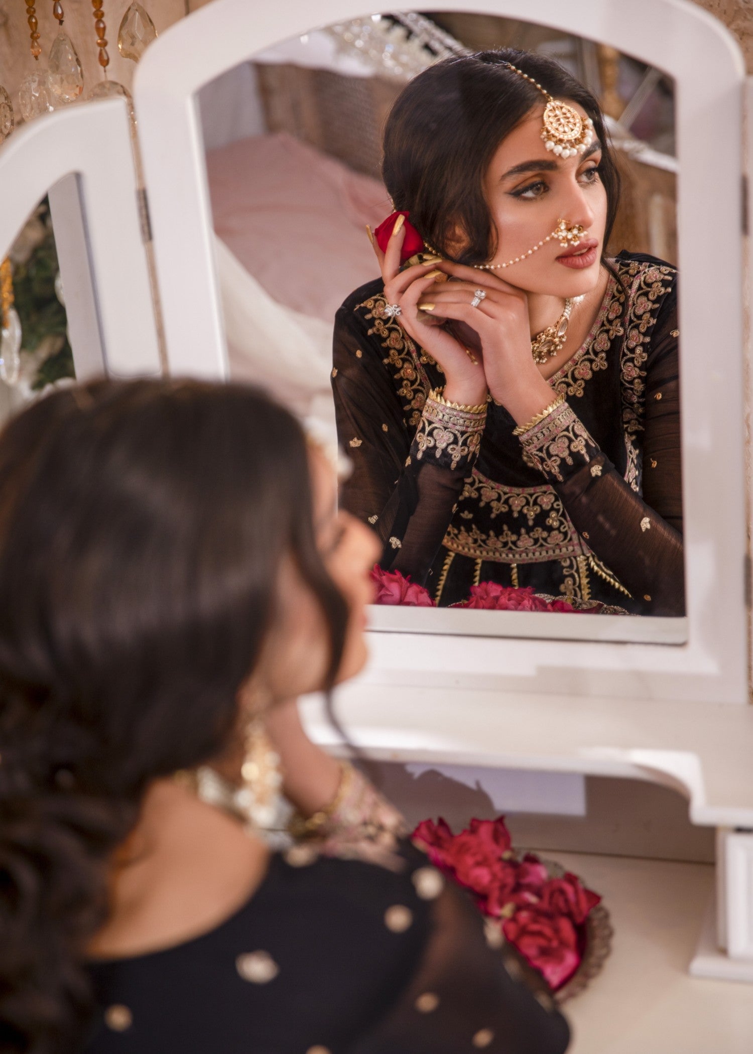 Embroidered Black Chiffon Maxi with Dupatta Online in Dubai UAE Abudhabi Ajman Sharjah