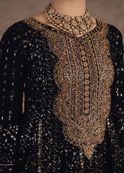 Embroidered Black Chiffon Pakistani Suit Online in UK USA Canada