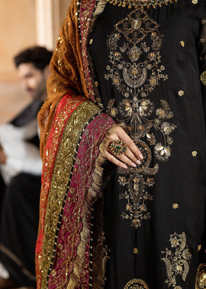 Embroidered Black Chiffon Pakistani Wedding Outfit Online in Sri Lanka India Australia