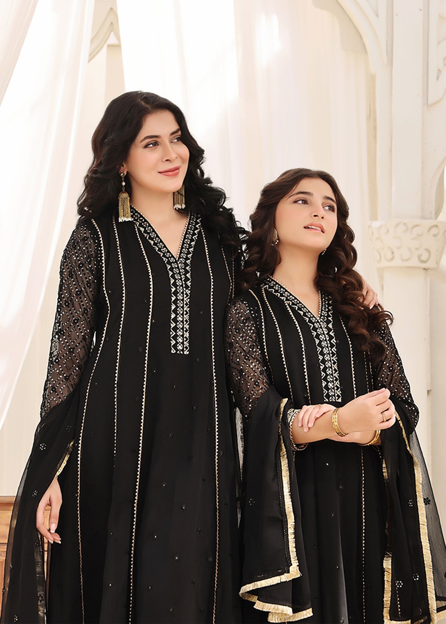 Embroidered Black Chiffon Partywear Anarkali Suit Online in Dubai UAE Abudhabi Ajman Sharjah