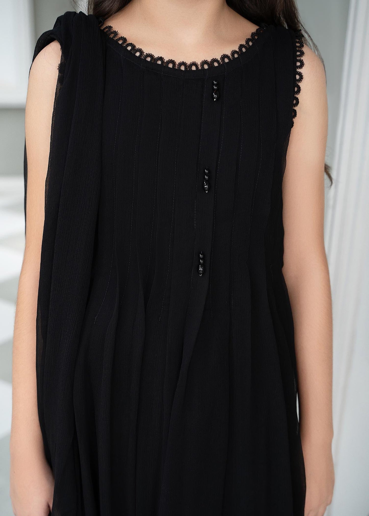 Embroidered Black Chiffon Pishwas with Dupatta Online in Dubai DXB UAE Abudhabi Meena Bazaar