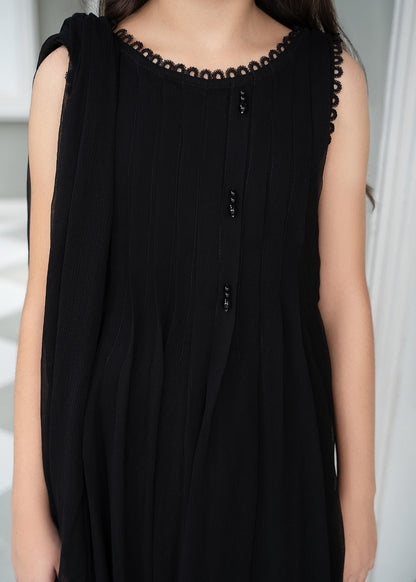 Embroidered Black Chiffon Pishwas with Dupatta Online in Dubai DXB UAE Abudhabi Meena Bazaar