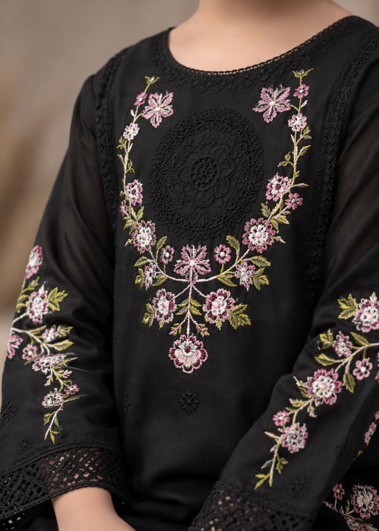 Embroidered Black Cotton Kurta Pajama Online in UK USA Canada