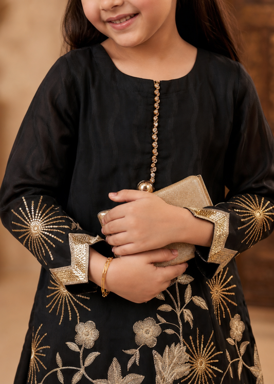 Embroidered Black Cotton Kurta Pajama Set Online in UK USA Canada