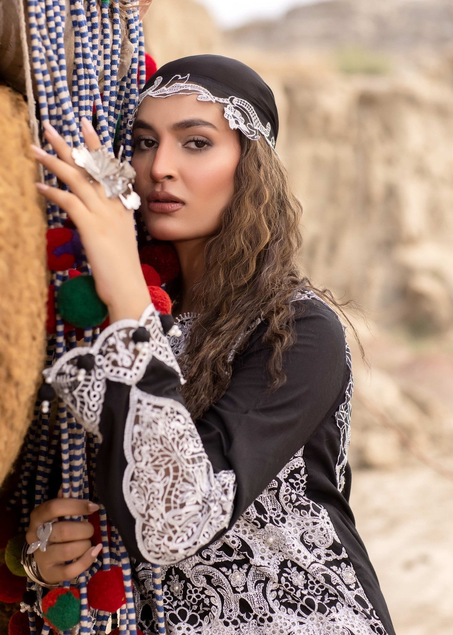 Embroidered Black Cotton Kurta Suit Online in Dubai DXB UAE Abudhabi Meena Bazaar