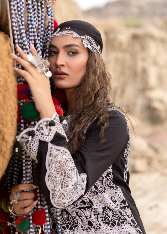 Embroidered Black Cotton Kurta Suit Online in Dubai DXB UAE Abudhabi Meena Bazaar