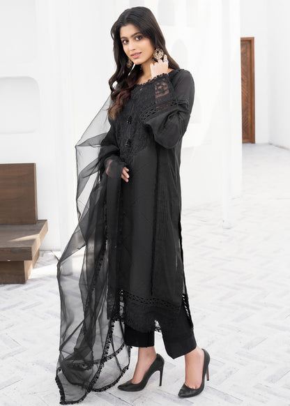Embroidered Black Cotton Salwar Kameez Online in KSA Riyadh Saudi Arabia Oman Bahrain Qatar