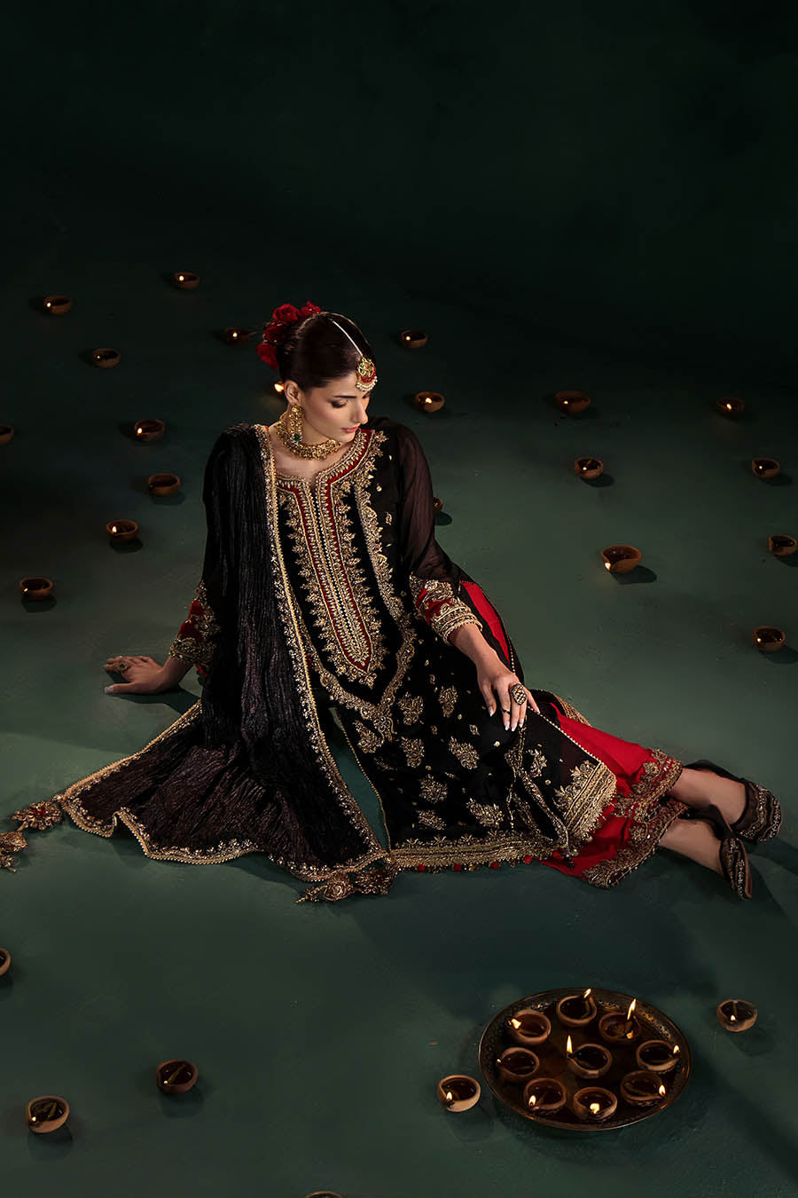 Embroidered Black Crinkle Chiffon Ready To Wear Suit Online in Dubai UAE Abudhabi Ajman Sharjah