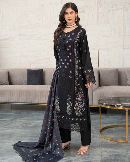 Embroidered Black Dhanak Pakistani Outfit Online in Sri Lanka India Australia