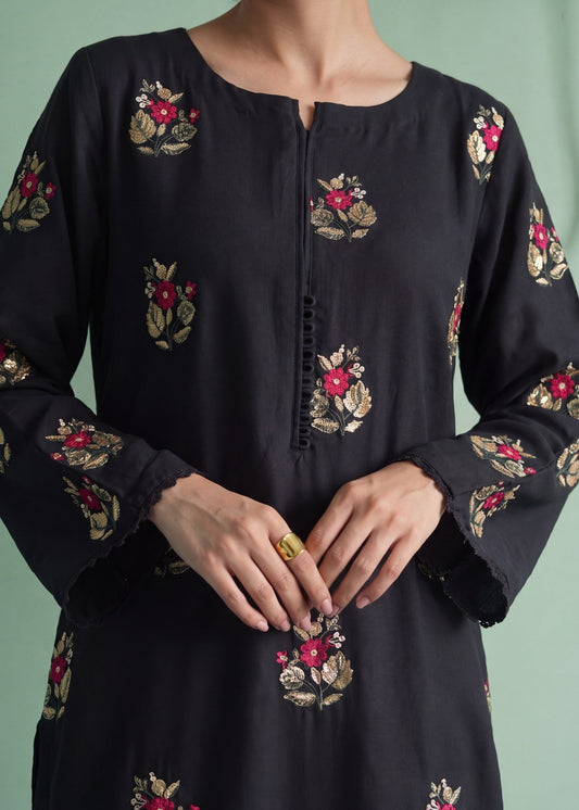 Embroidered Black Farshi Shalwar Kameez Online in Dubai DXB UAE Abudhabi Meena Bazaar