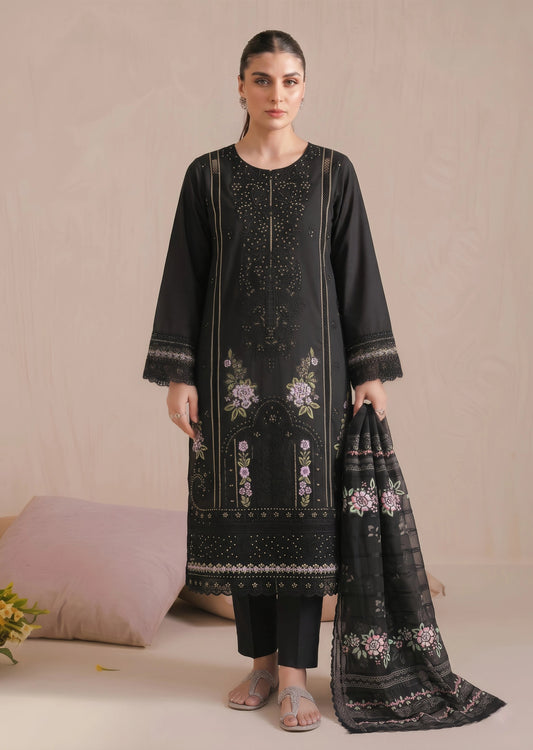 Embroidered Black Lawn Cotton Salwar Kameez Online in UK USA Canada