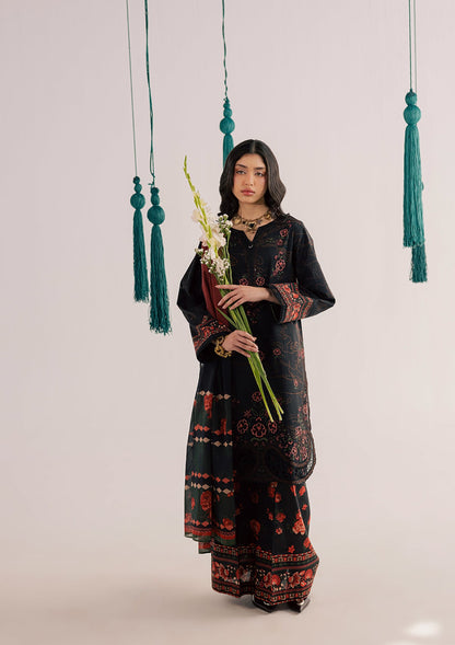 Embroidered Black Lawn Dress Material Online in Dubai DXB UAE Abudhabi Meena Bazaar