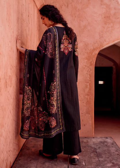 Embroidered Black Lawn Dress Material Online in Dubai DXB UAE Abudhabi Meena Bazaar