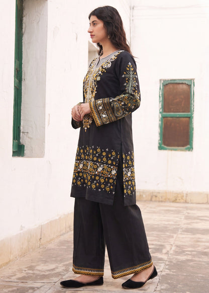 Embroidered Black Lawn Dress Material Online in Dubai DXB UAE Abudhabi Meena Bazaar