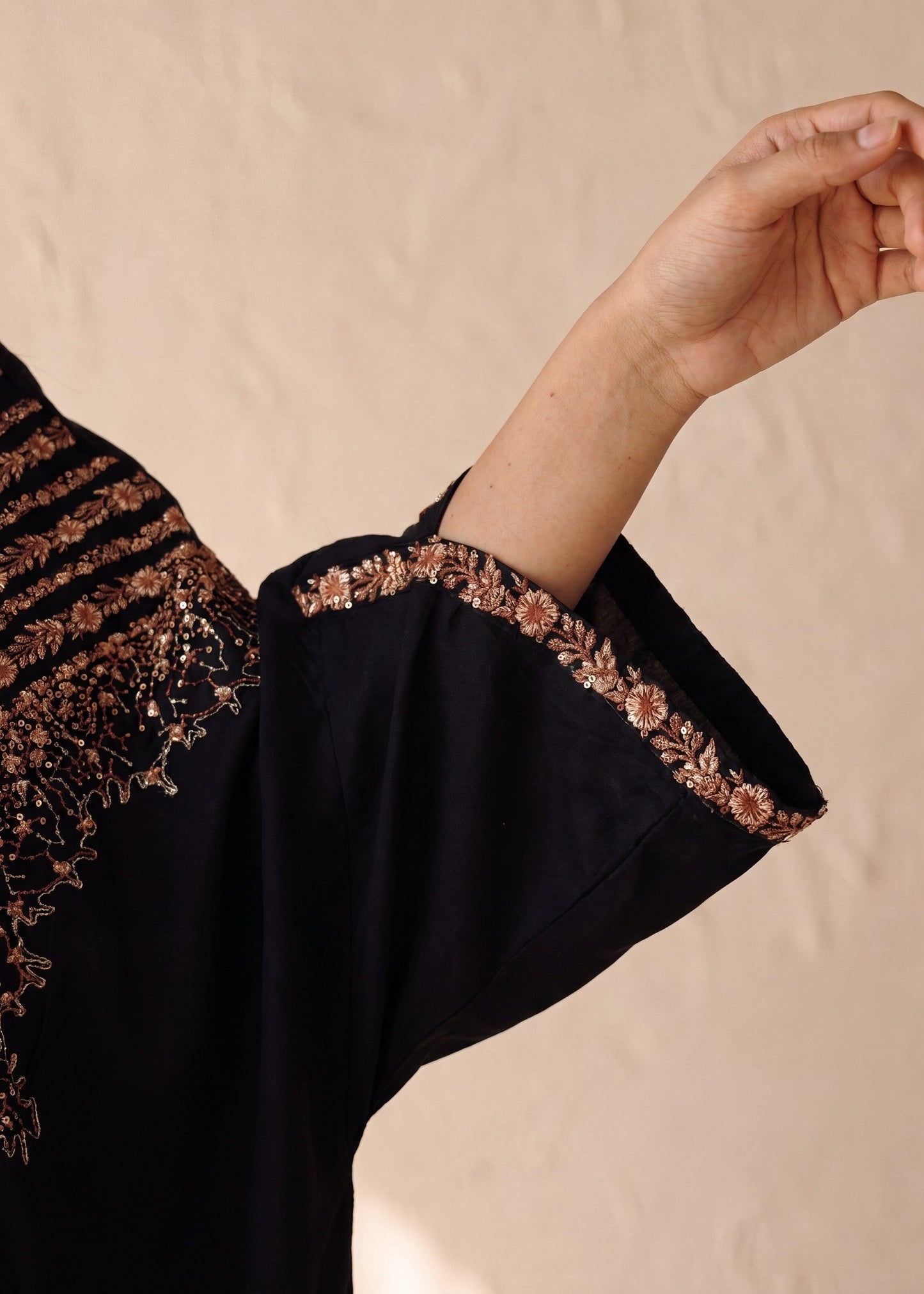 Embroidered Black Lawn Kaftan for Women Online in Dubai UAE Abudhabi Ajman Sharjah