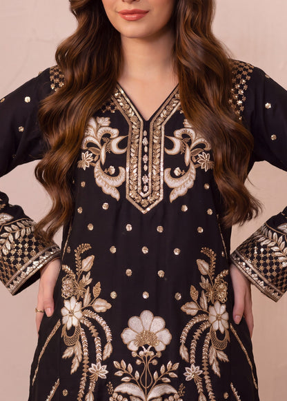 Embroidered Black Lawn Pakistani Suit Online in Dubai DXB UAE Abudhabi Meena Bazaar