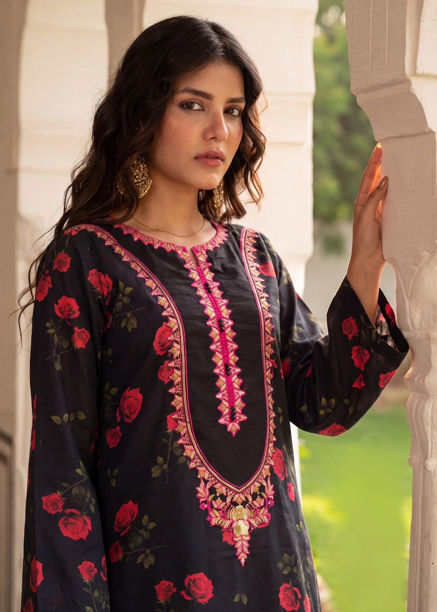Embroidered Black Lawn Pakistani Suit Online in Dubai DXB UAE Abudhabi Meena Bazaar