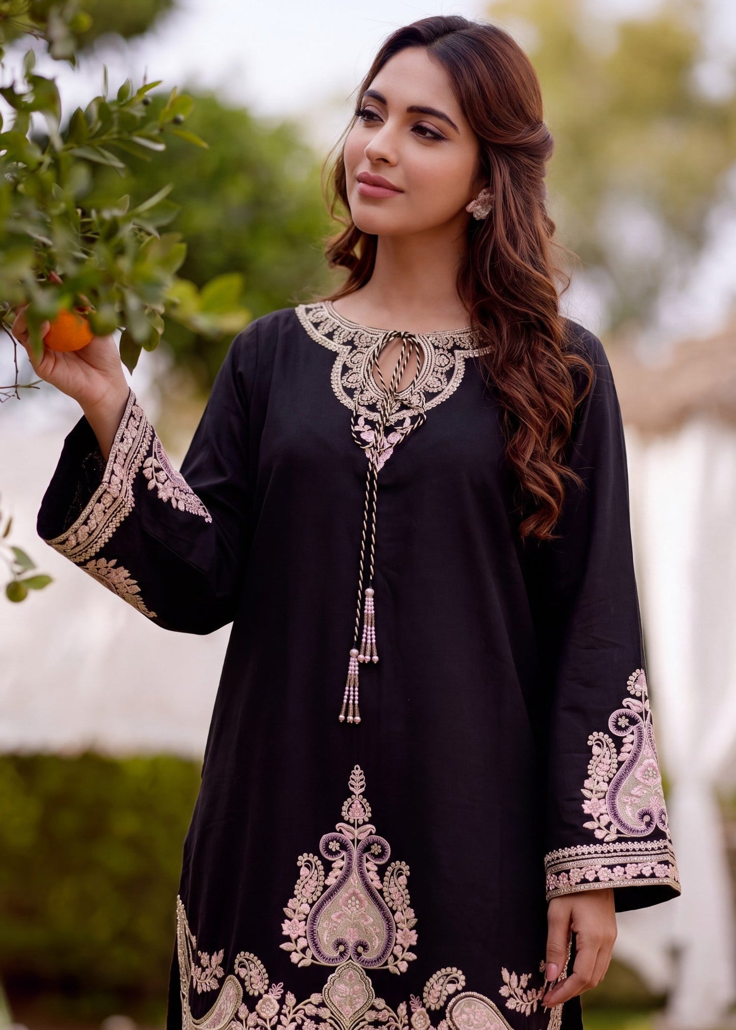Embroidered Black Lawn Pakistani Suit Online in Dubai DXB UAE Abudhabi Meena Bazaar